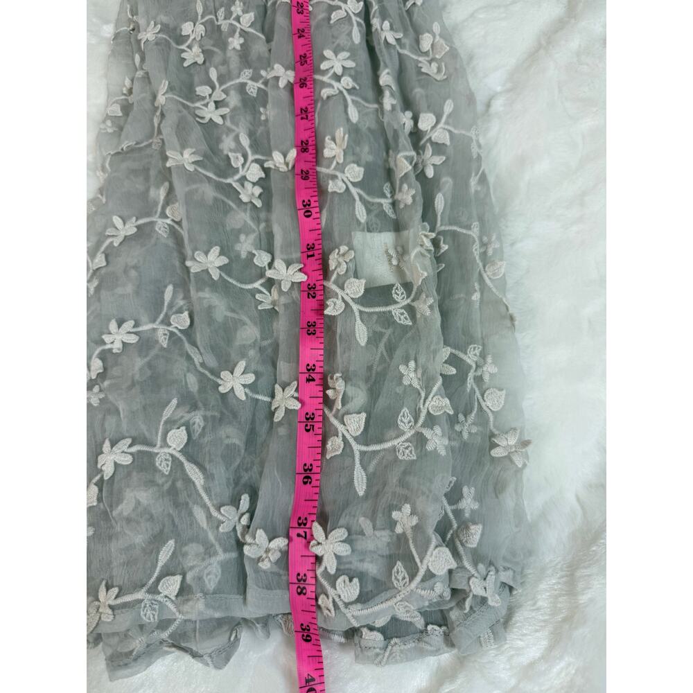 Sundance Platinum Gray Sheer Embroidered Floral Lace Peasant Dress Cottage 12 - Picture 13 of 15